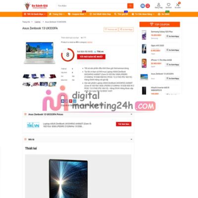 Trang sản phẩm theme WordPress affiliate so sánh giá và mã giảm giá