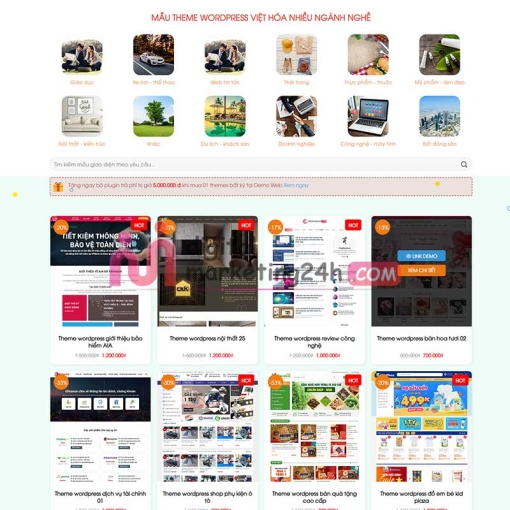trang chủ phần sản phẩm theme bán theme wordpress-flatsome mẫu