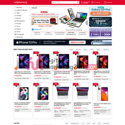 Trang chủ Theme Flatsome bán điện thoại mẫu giống cellphones
