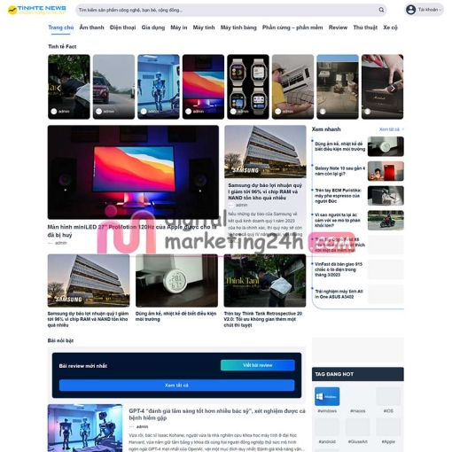 trang chủ theme tin tức giống tinh tế