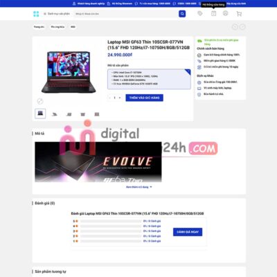 Trang sản phẩm Theme wordpress bán máy tính, laptop