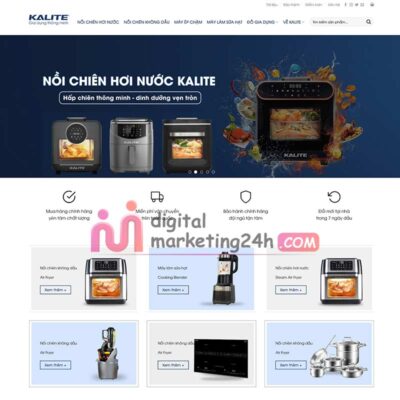 Hình ảnh trang chủ mẫu theme bán nồi chiên không dầu, máy ép, dao kéo