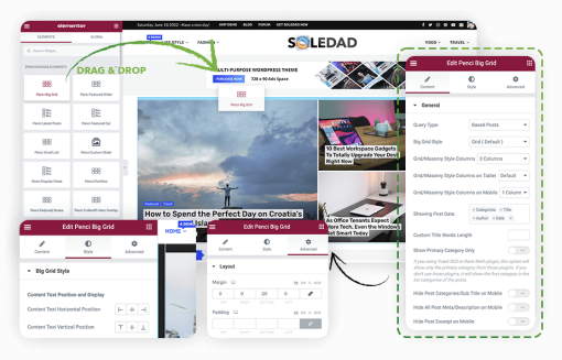 Soledad Theme sử dụng elementor