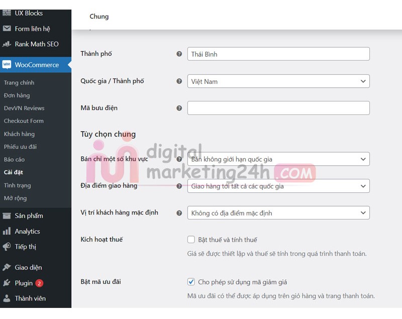 Cấu hình Địa Lý trong WooCommerce