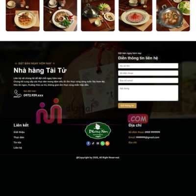 Chân trnag theme mẫu nhà hàng, gọi món đẹp đơn giản