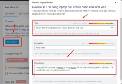 Tối ưu hóa bài viết bằng rank mart SEO pro