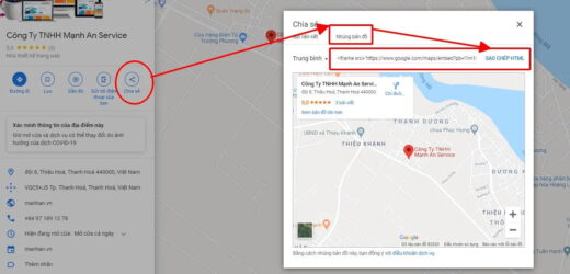 Truy cập Google Maps và sao chép mã nhúng