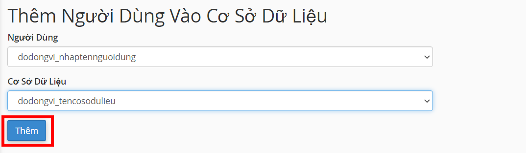 Thêm người dùng mới trong cơ sở dữ liệu 