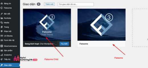 Hình ảnh theme Flatsome khi cài đặt lên website