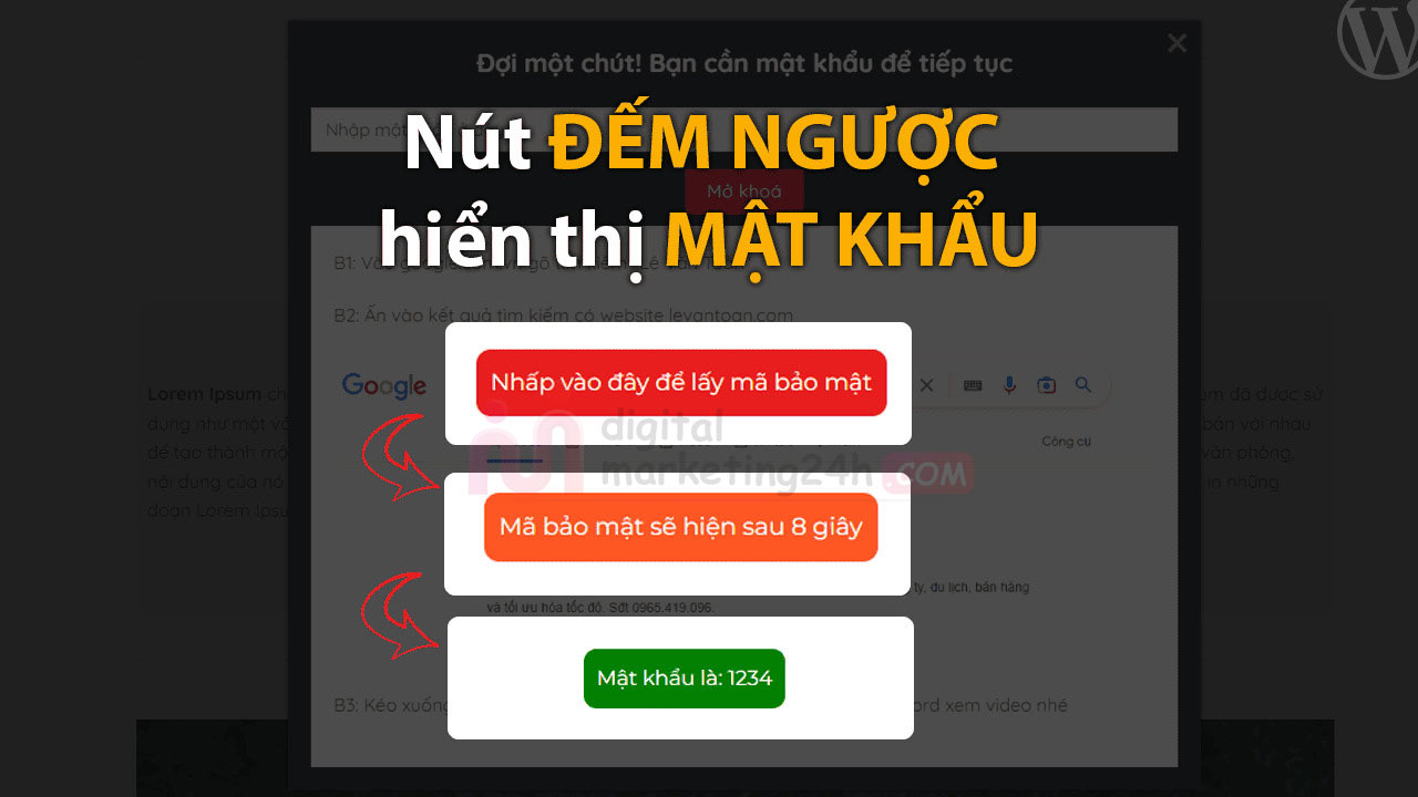 Cách tạp nút đếm ngược để hiển thị PASS trong WordPress
