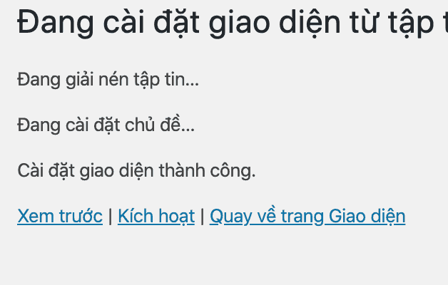 Kích hoạt theme