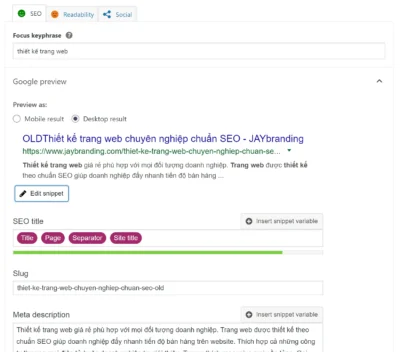 Chức năng tối ưu bài viết chuẩn SEO