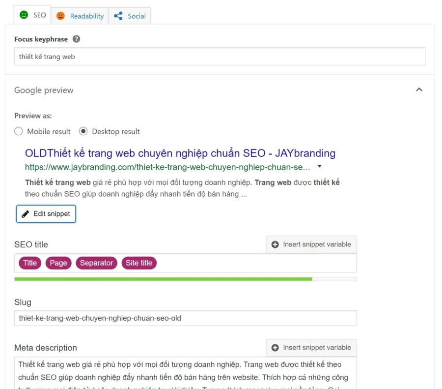 Chức năng tối ưu bài viết chuẩn SEO