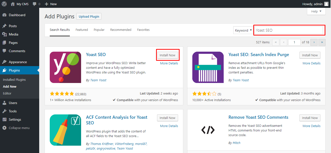 Tải Yoast seo lên website