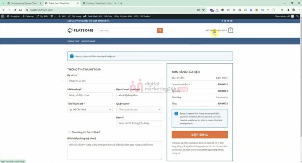 Cách chuyển trang checkout và cart Flatsome về giao diện cũ