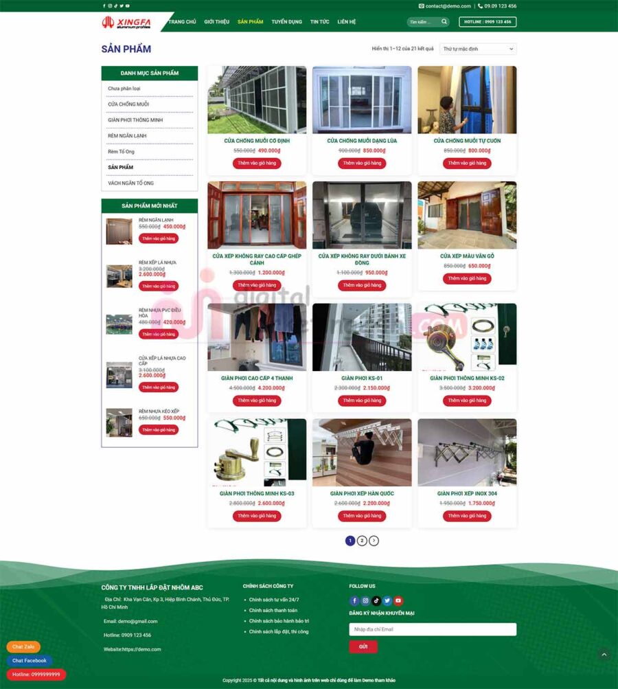 Trang sản phẩm theme siêu đẹp