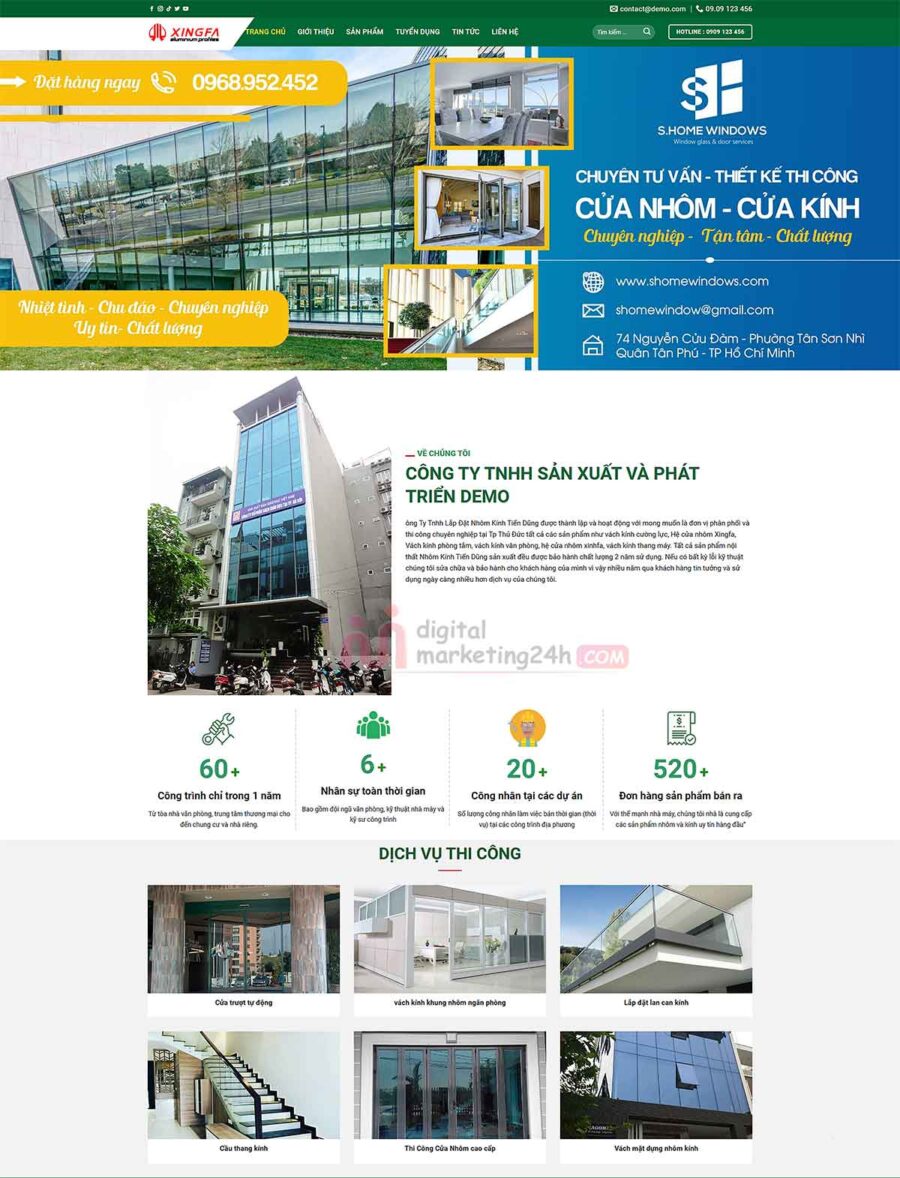 Theme wordpress bán nhôm kính
