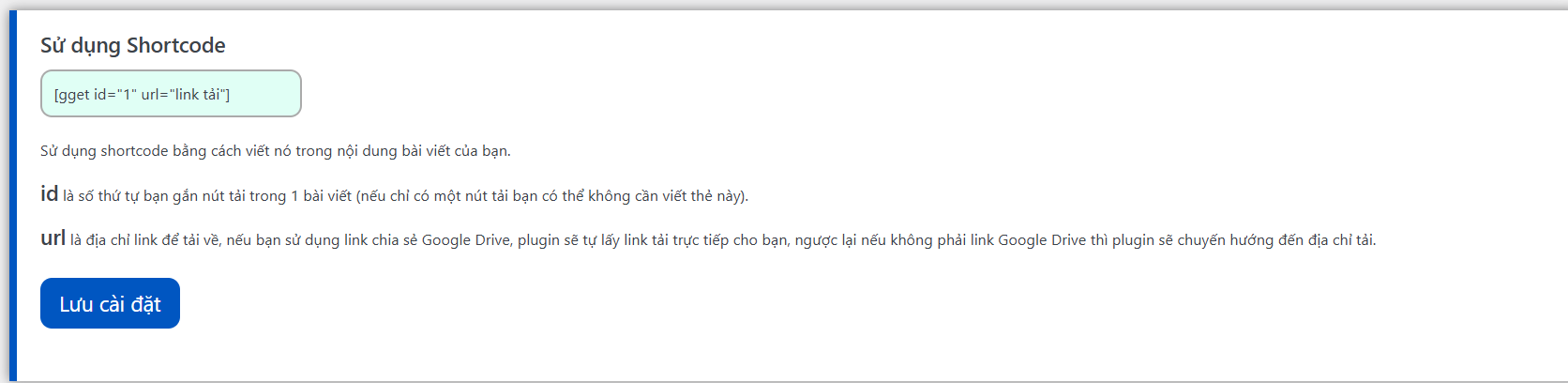 Sử dụng shortcode sau trong trình soạn thảo bài viết