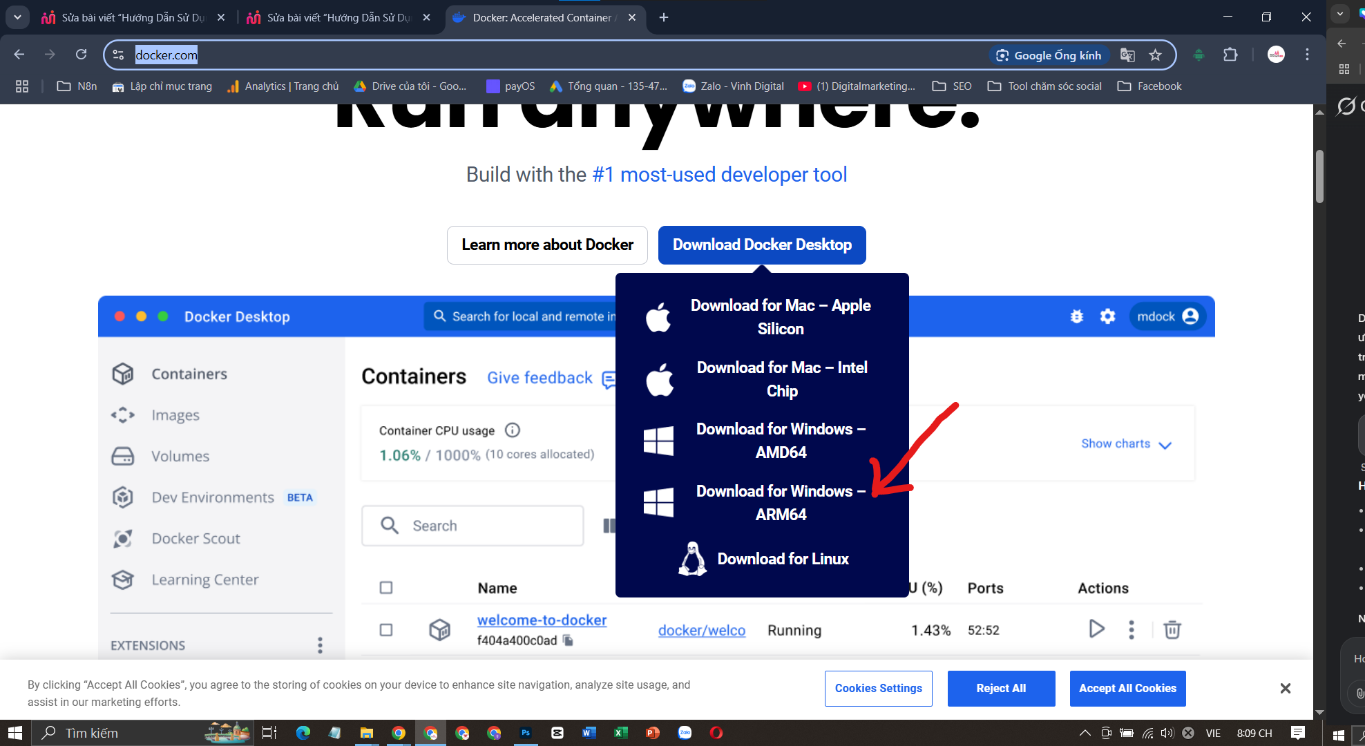 Tải và cài đặt docker