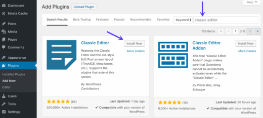 Cách 1: Sử dụng plugin Classic Editor
