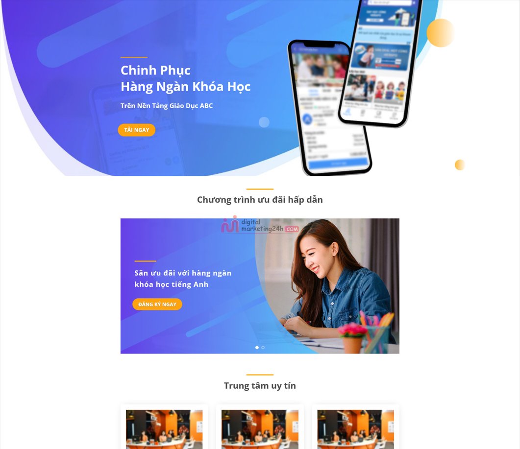 Demo Source Code Landing Page giới thiệu App Giáo Dục