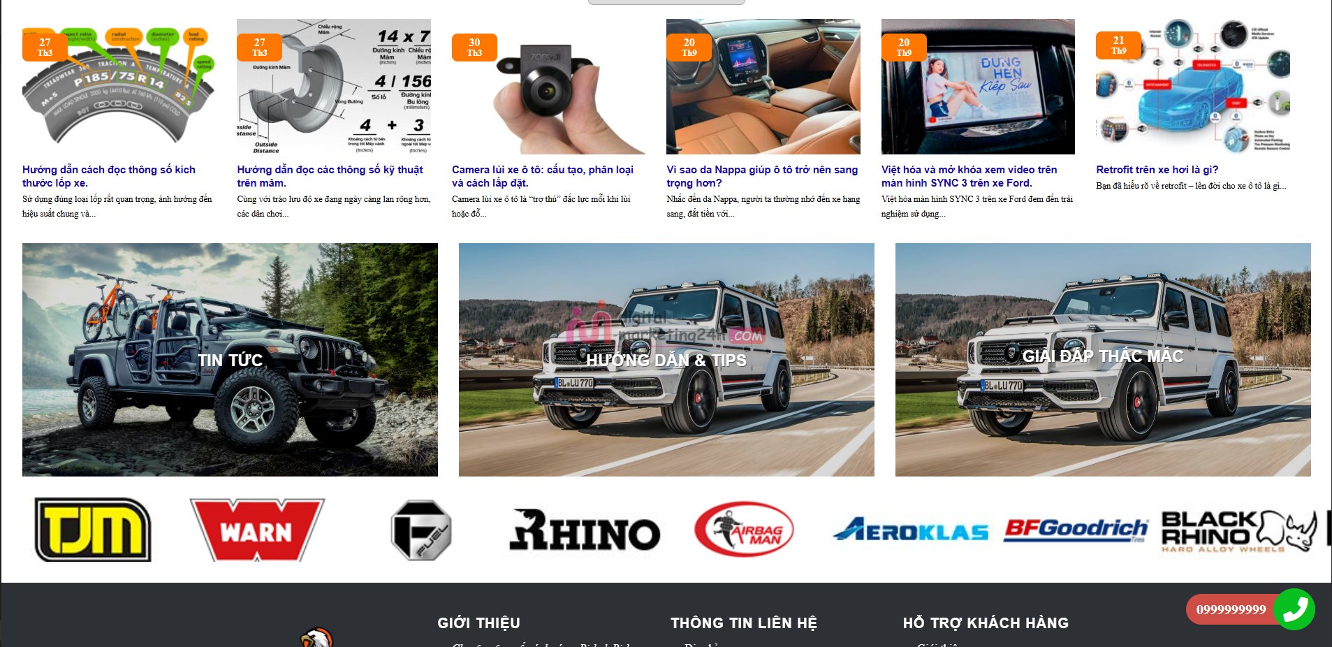 Demo Source Code WordPress Shop độ xe ô tô