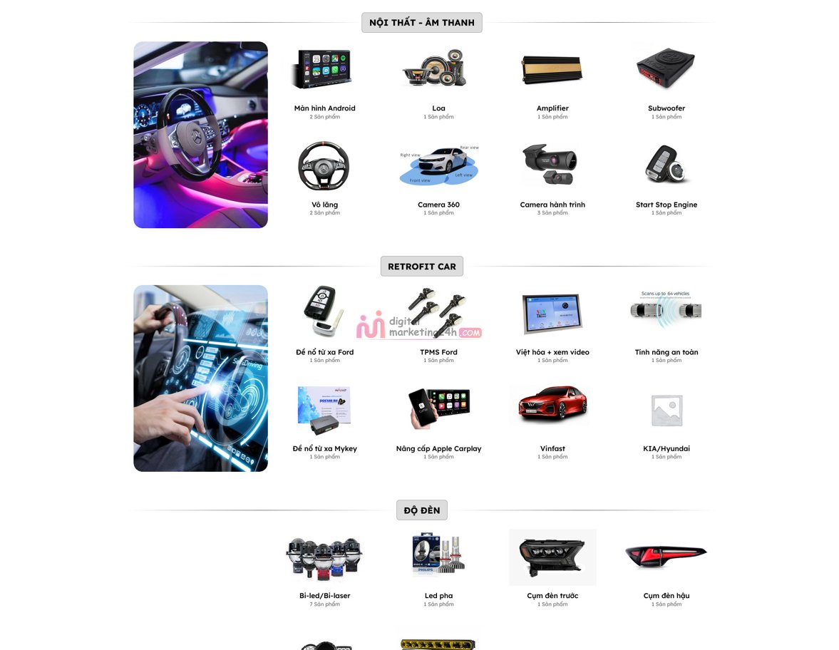 Demo Source Code WordPress Shop độ xe ô tô