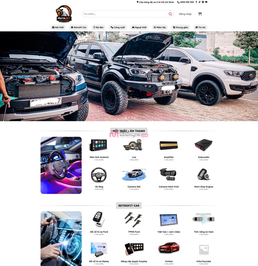 Demo Source Code WordPress Shop độ xe ô tô