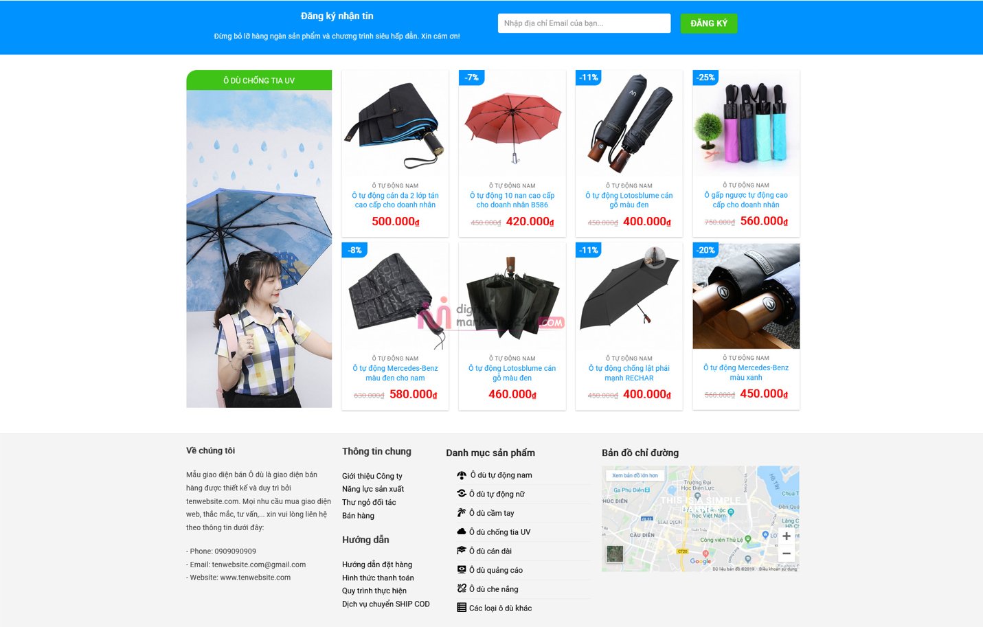 Demo Source Code Website WordPress bán áo mưa