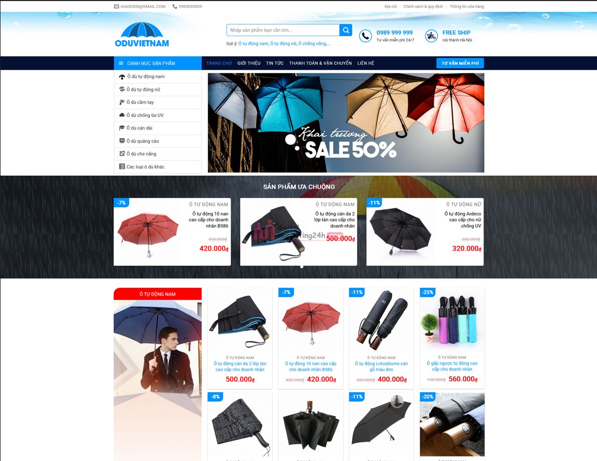 Demo Source Code Website WordPress bán áo mưa