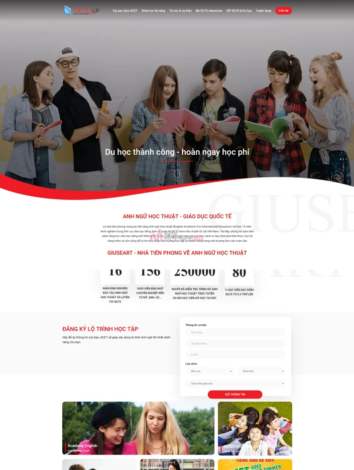 Demo Source code WordPress trung tâm anh ngữ - 001