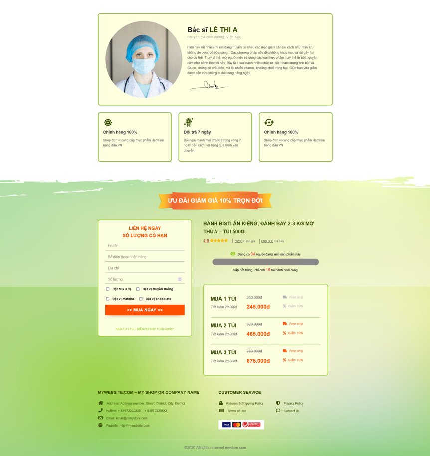 Demo Source Code  wordpress lading pape bán bánh ăn kiêng