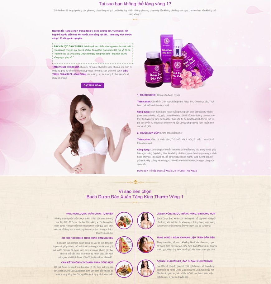 Demo Landing Page kem nở ngực đẹp