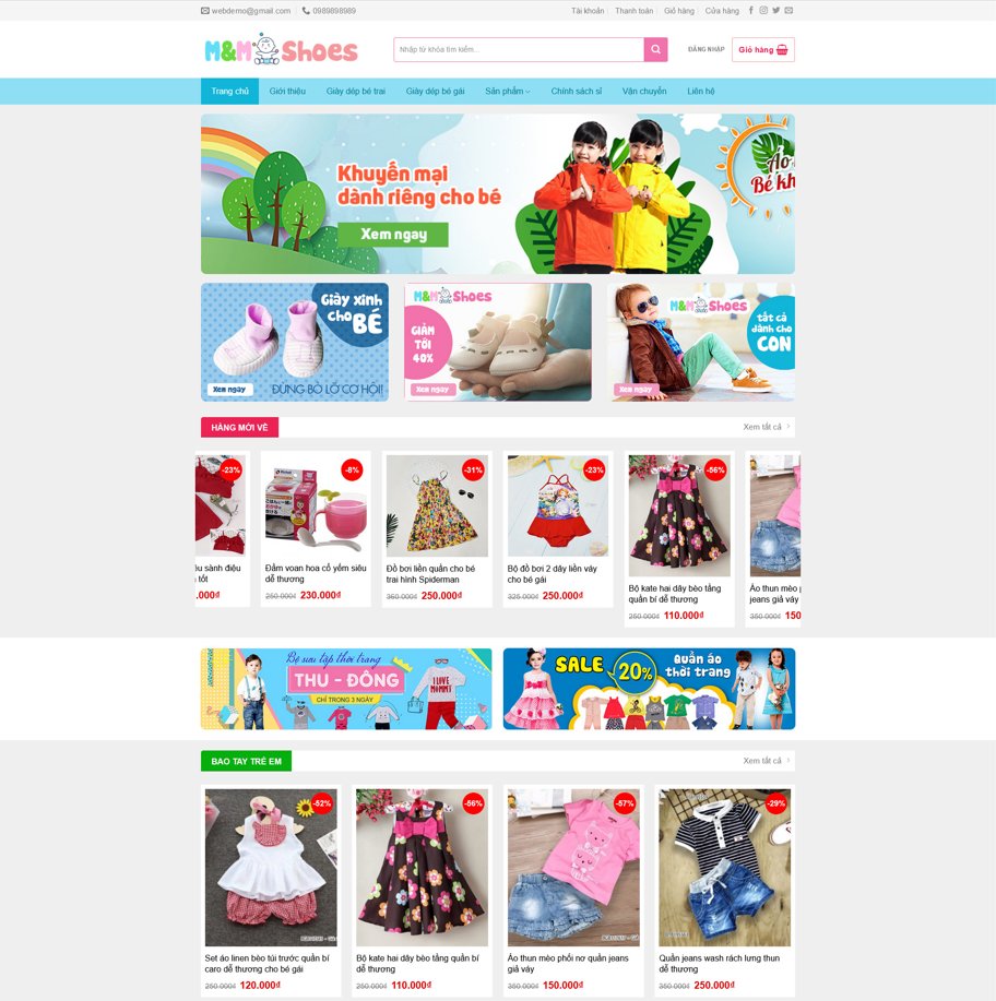 Source Code Website bán quần áo thời trang trẻ em wordpress