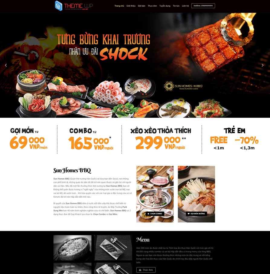 Code WordPress nhà hàng BBQ - Theme Flatsome