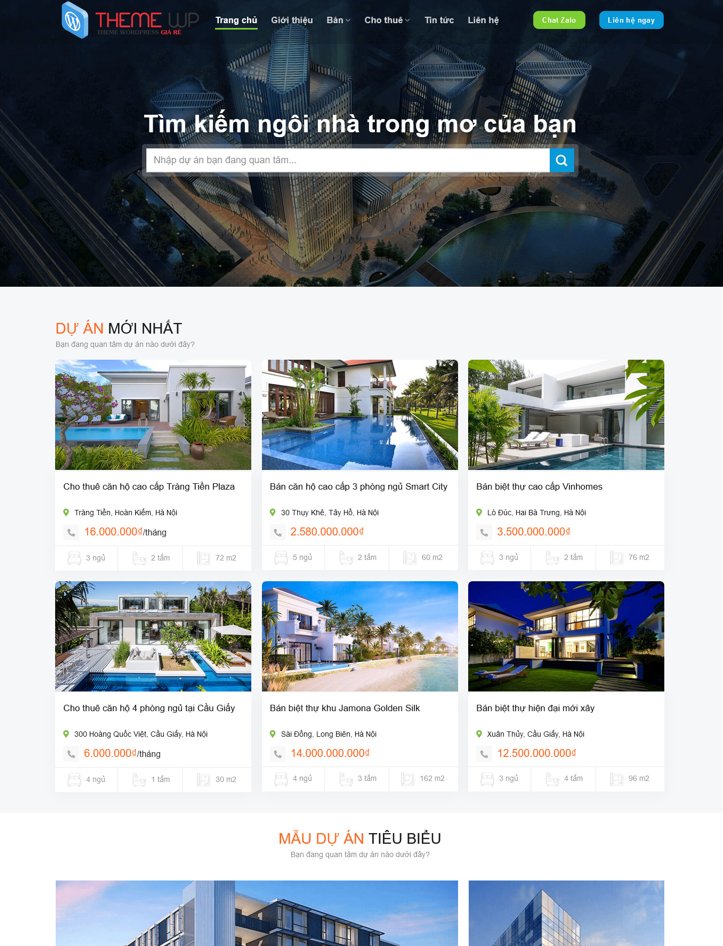 Demo Website bán và cho thuê dự án bất động sản