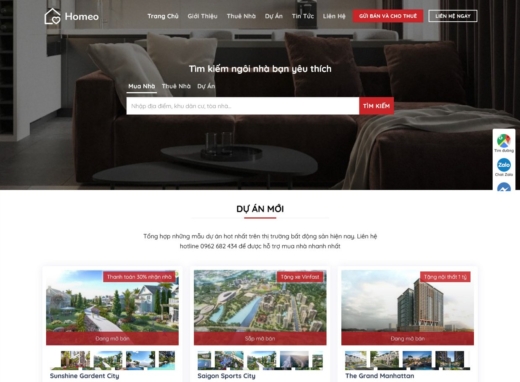 Demo Website bất động sản - Mã 07