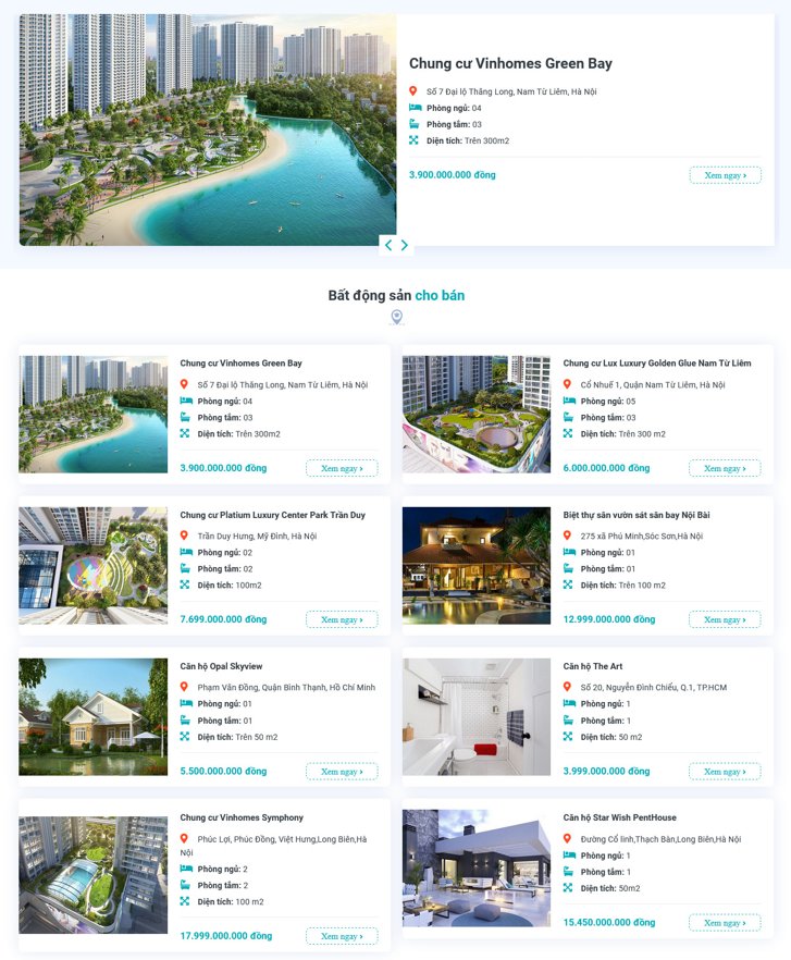 Demo website bất động sản – Mã Vip 09